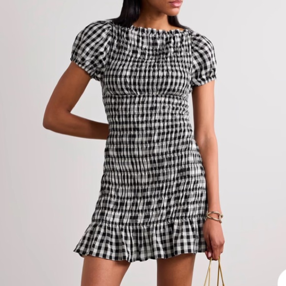 Doen Black and White Gingham Mini Dress